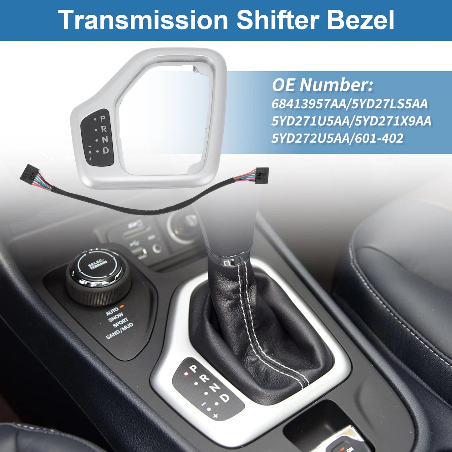 Transmission Shifter Bezel for Jeep Cherokee 2014-2018 Silver Tone