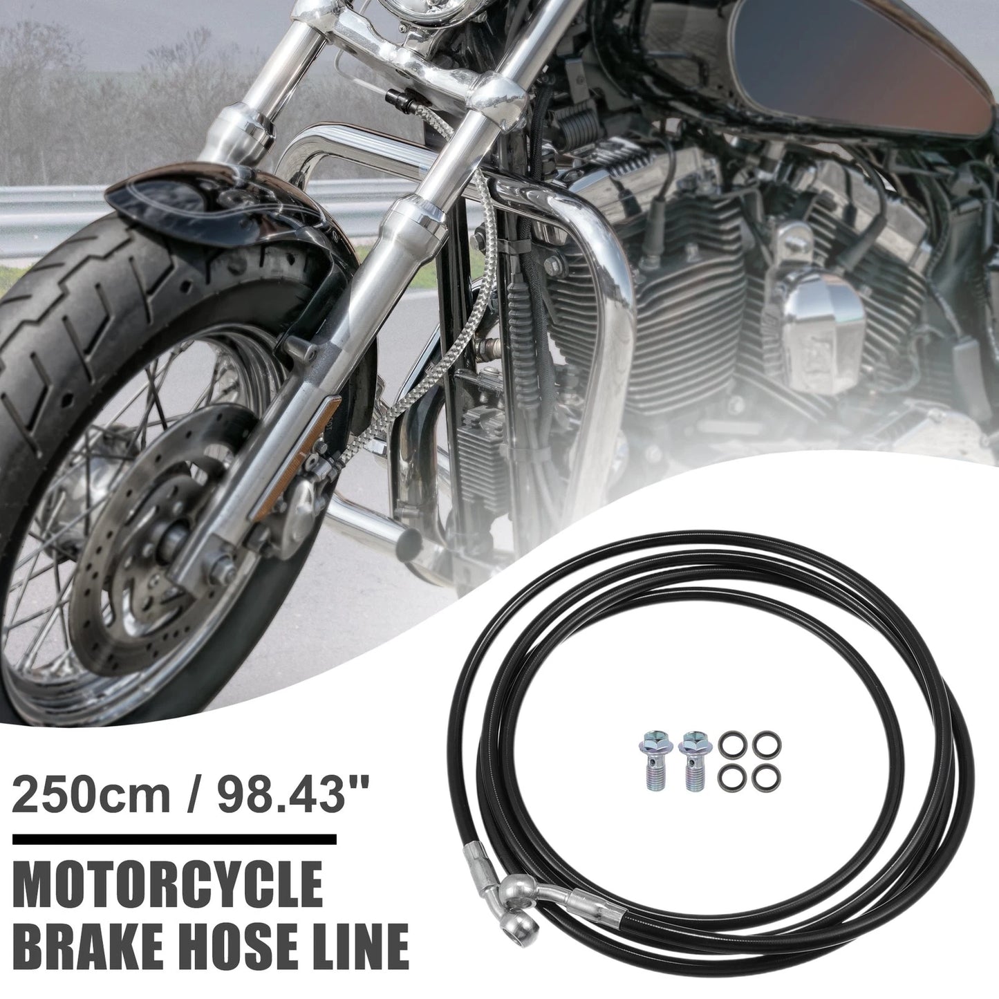 Brake Hose 250cm Black Hydraulic Brake Line Oil Pipe for Bike