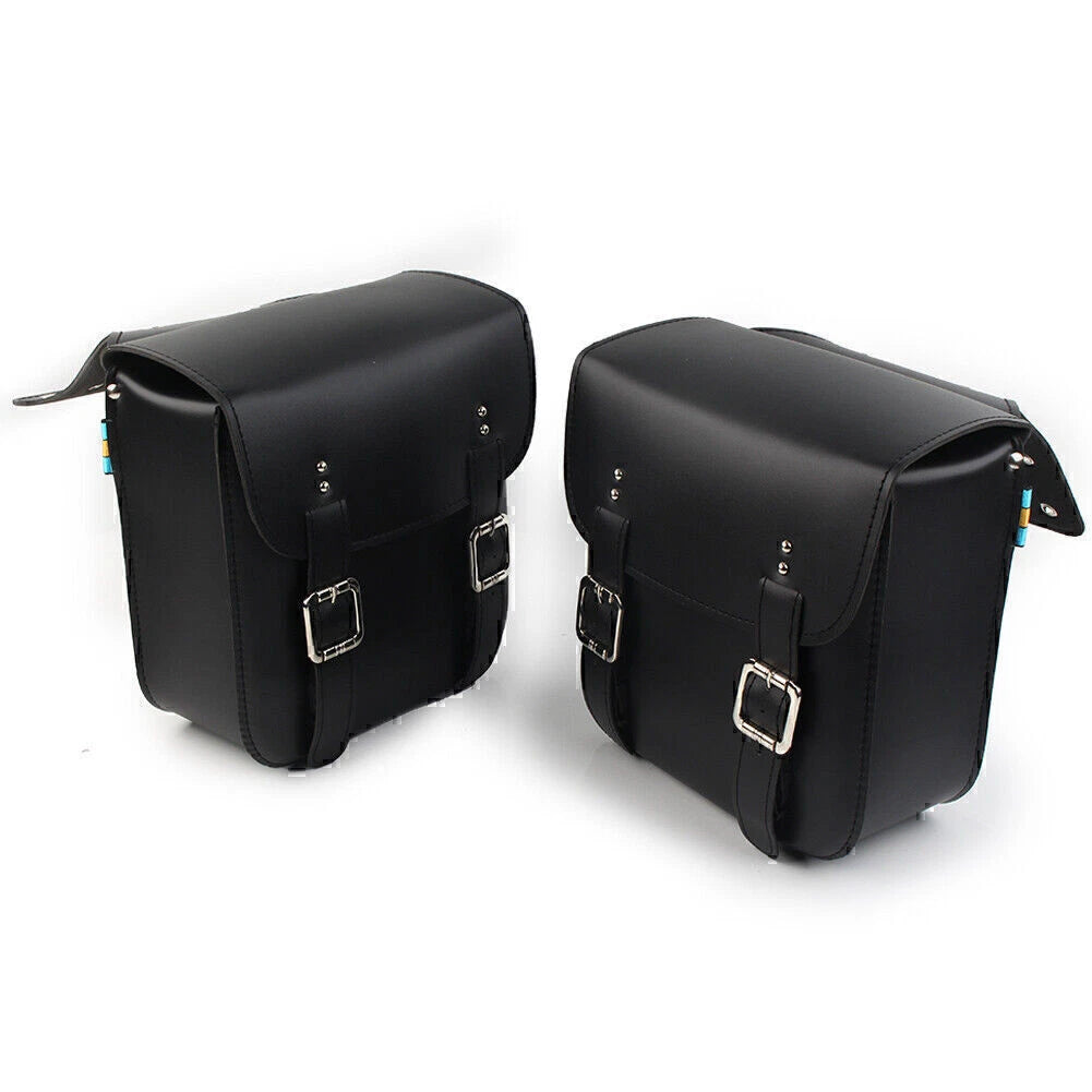 Black Motorcycle Leather Side Saddle Bags for Harley Sportster XL883/1200