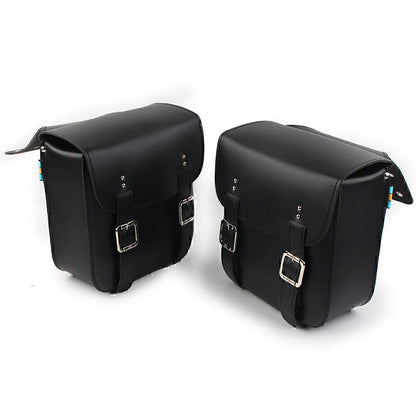 Black Motorcycle Leather Side Saddle Bags for Harley Sportster XL883/1200