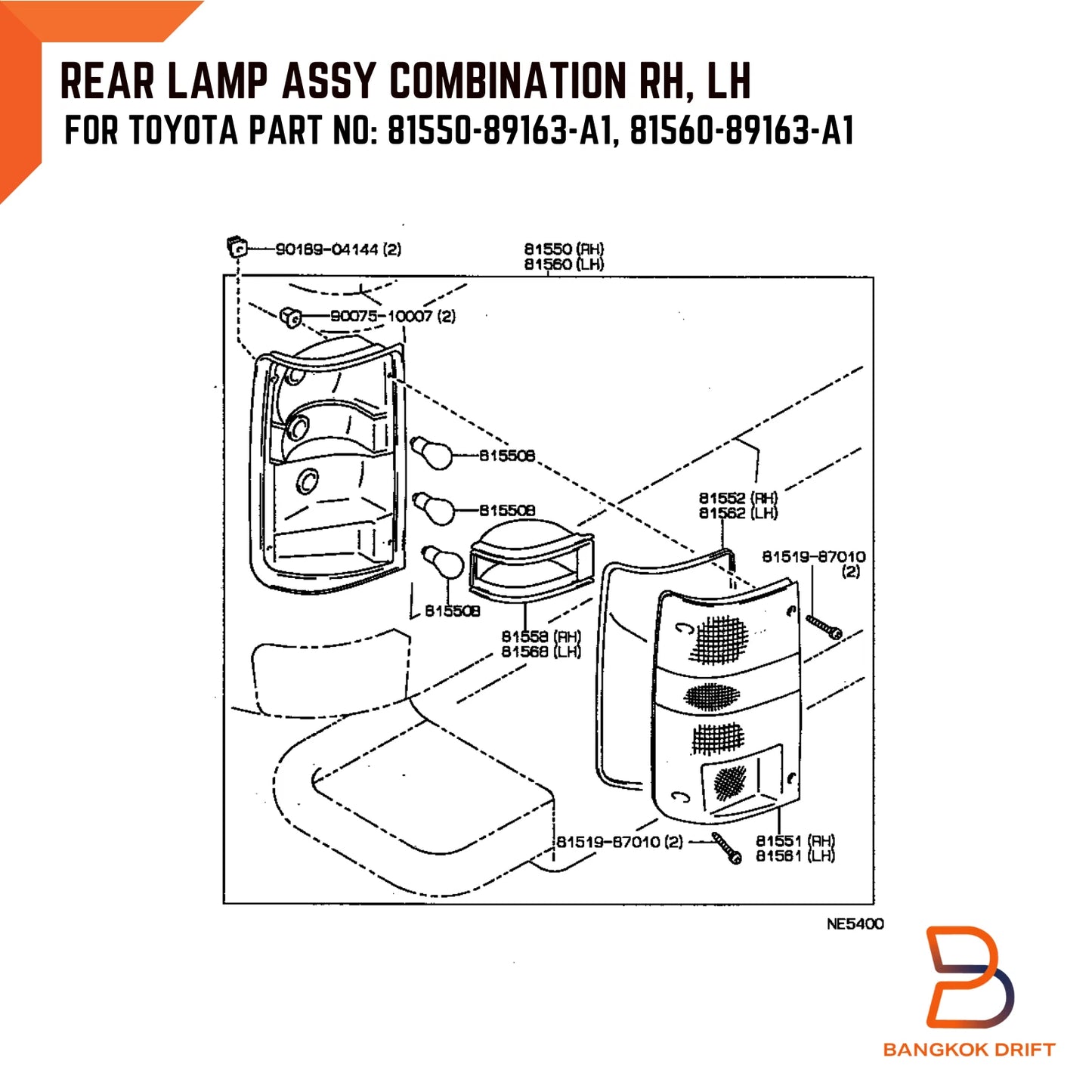 Rear Tail Lamp Light for Toyota Hilux Ute LN85 LN95 LN106 LN110 (1988-2005)