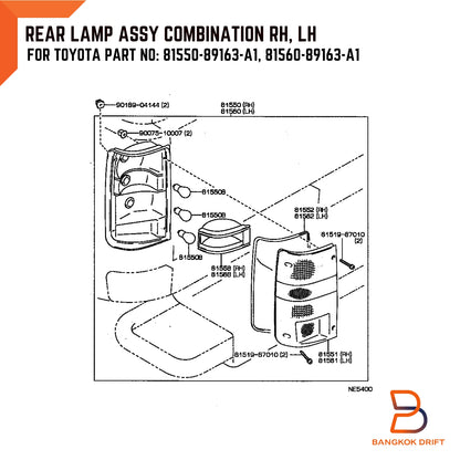 Rear Tail Lamp Light for Toyota Hilux Ute LN85 LN95 LN106 LN110 (1988-2005)