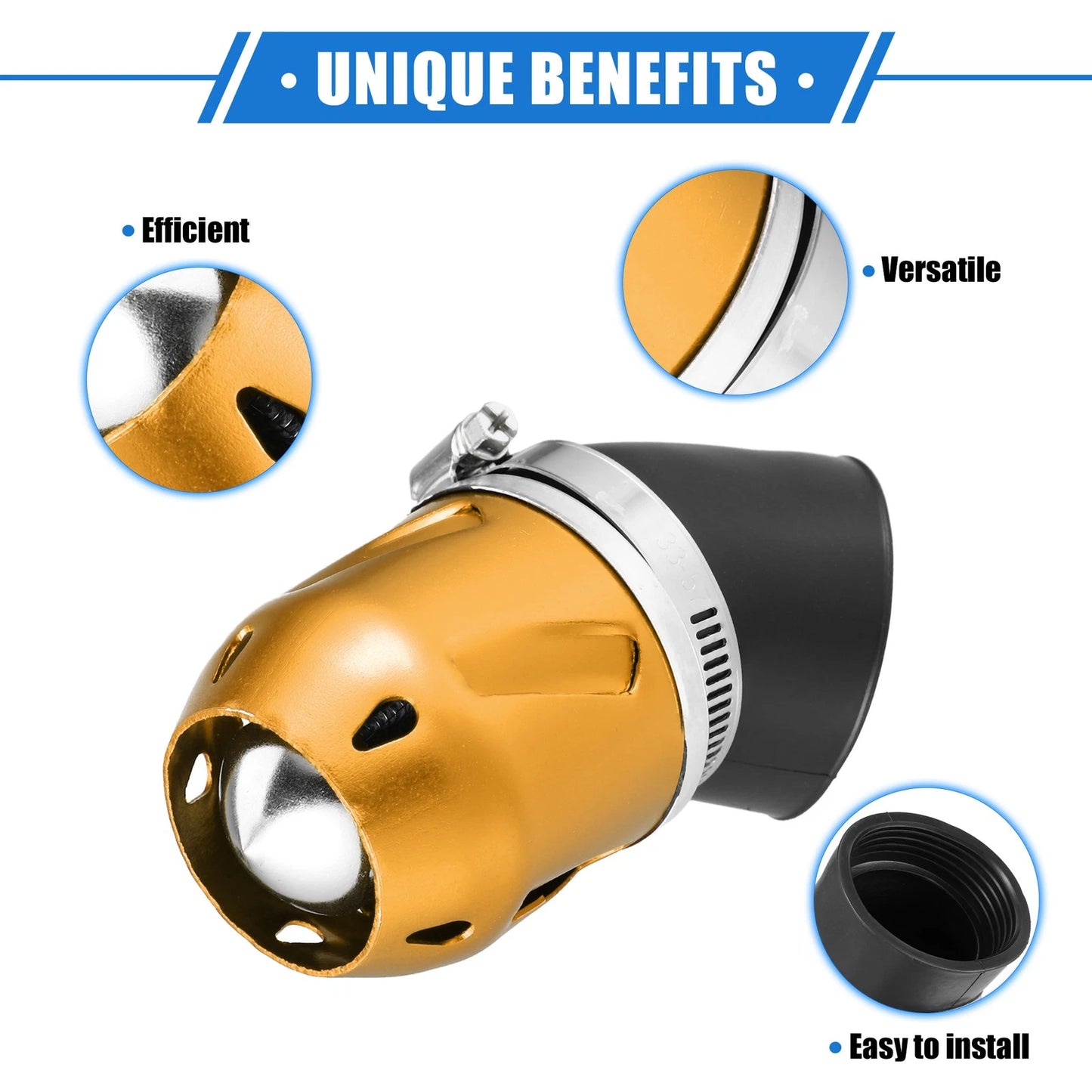 Air Filter 26/35/42/48mm ID 90x60mm Durable Gold Tone for Motorcycle