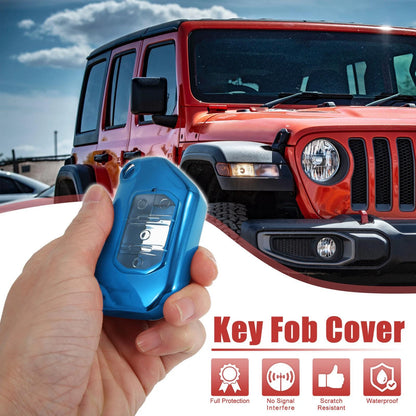 TPU Blue 4 x Button Car Remote Key Fob Cover for Jeep Wrangler JL JLU (2018-2021)