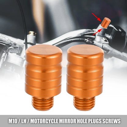 2 x M10x1.25 Left Side Mirror Hole Plug Screw for Motorcycle