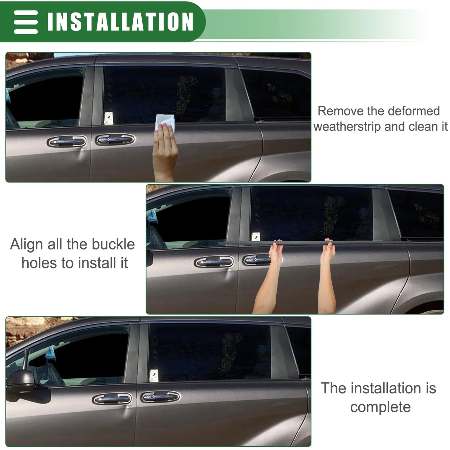 Rear Left Door Window Belt Weatherstrip for Toyota Sienna (2011-2020)