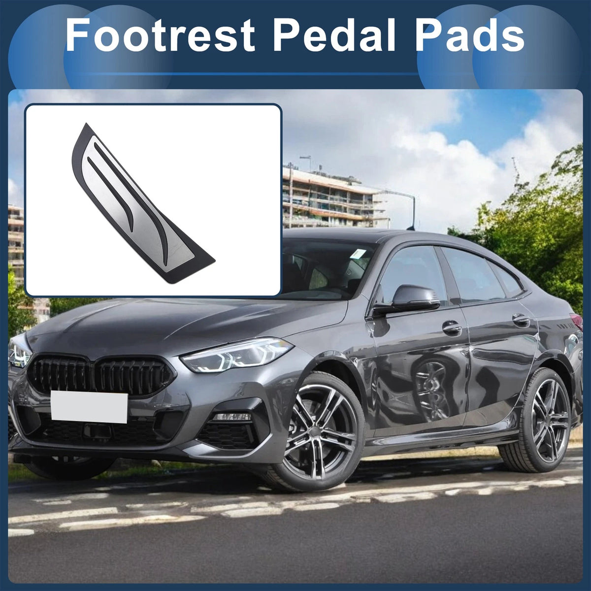 Footrest Pedal Cover for BMW 2 Series 2014-2019 - 1 x Silver Tone