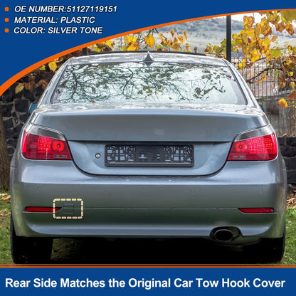 Rear Tow Hook Cover for BMW 525i 530i (2001-2007) Silver Tone