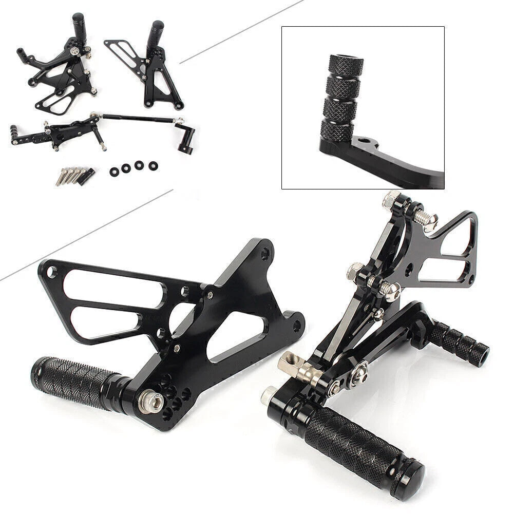 Black Rearset Footpegs for Triumph T595 509 955i 1050 Speed Triple (2006-2012)
