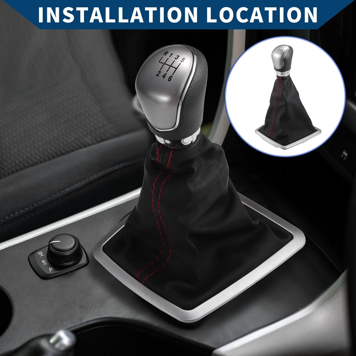6 Speed Gear Shift Knob & Dust Cover for Ford Focus (2000-2018)