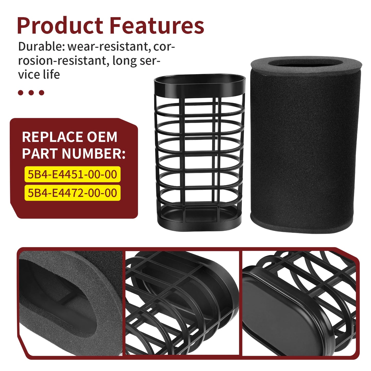 Air Filter w/ Cage Holder for Yamaha Rhino 700 YXR700F 2008-2013