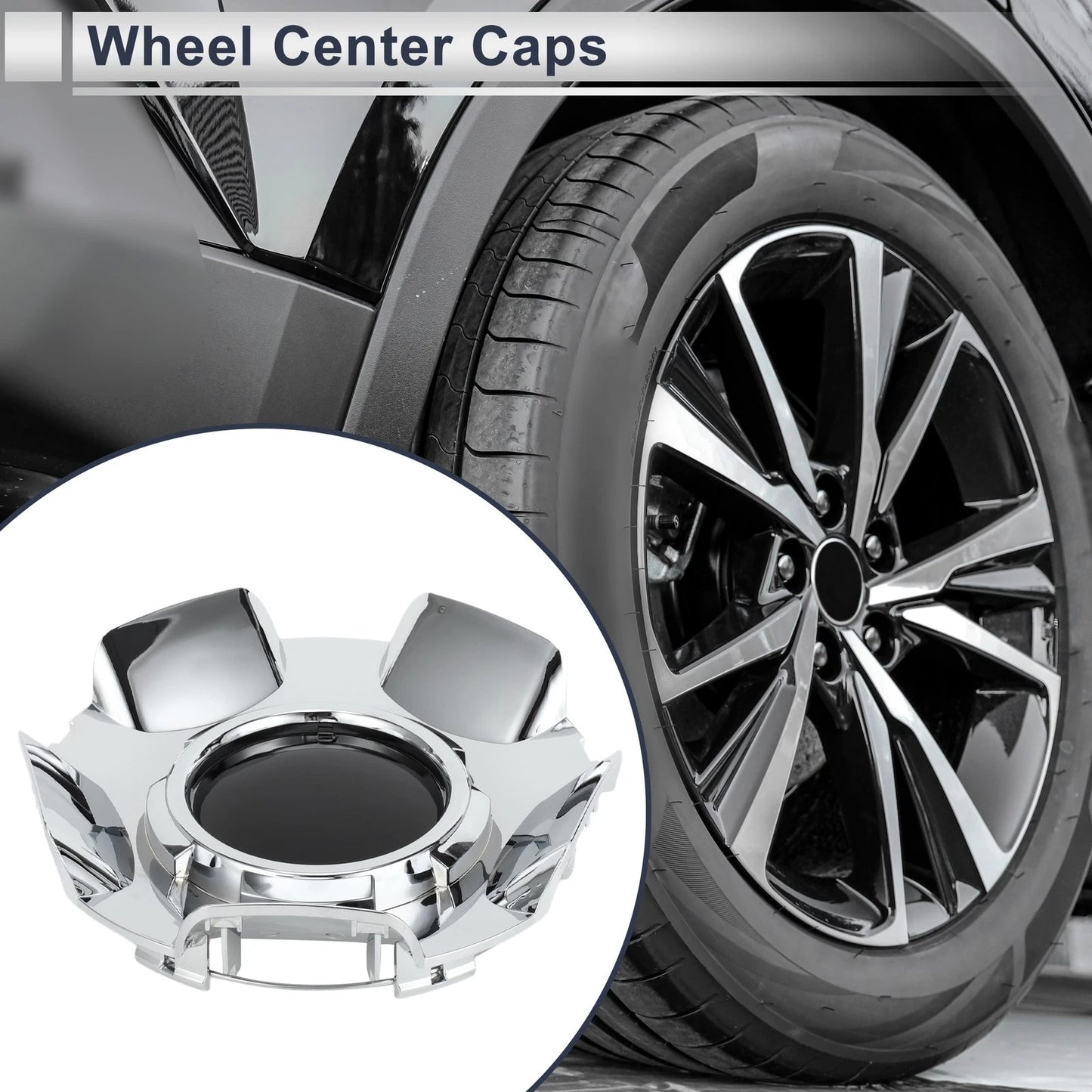 1x Black Wheel Center Caps for Chevy Silverado Tahoe Suburban (2007-2014)