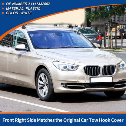 Front Right Tow Hook Cover for BMW 535i 550i GT White