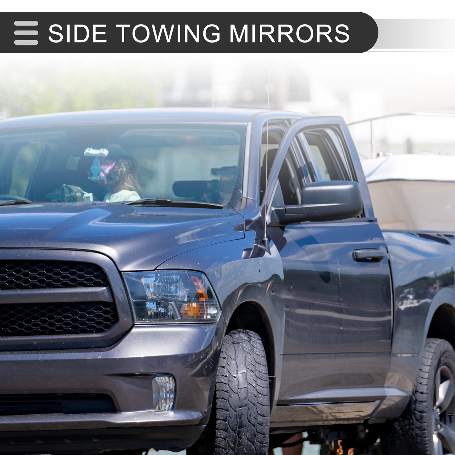 Tow Mirrors for Dodge Ram 1500 with Turn Signal Light Black 2 x (2009-2012)