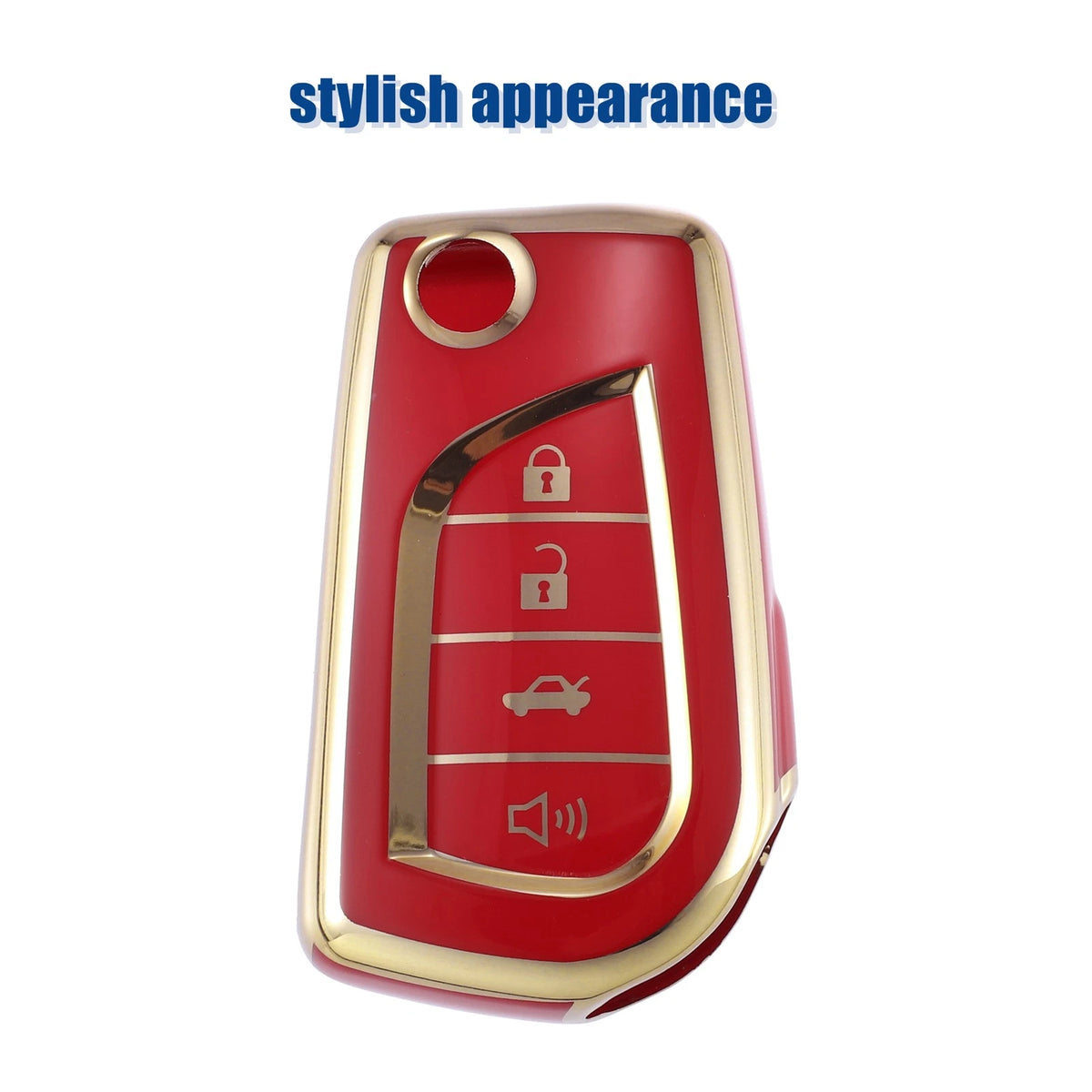 TPU Remote Key Fob Case Cover 4 Button for Toyota RAV4 (2019-2020) Red