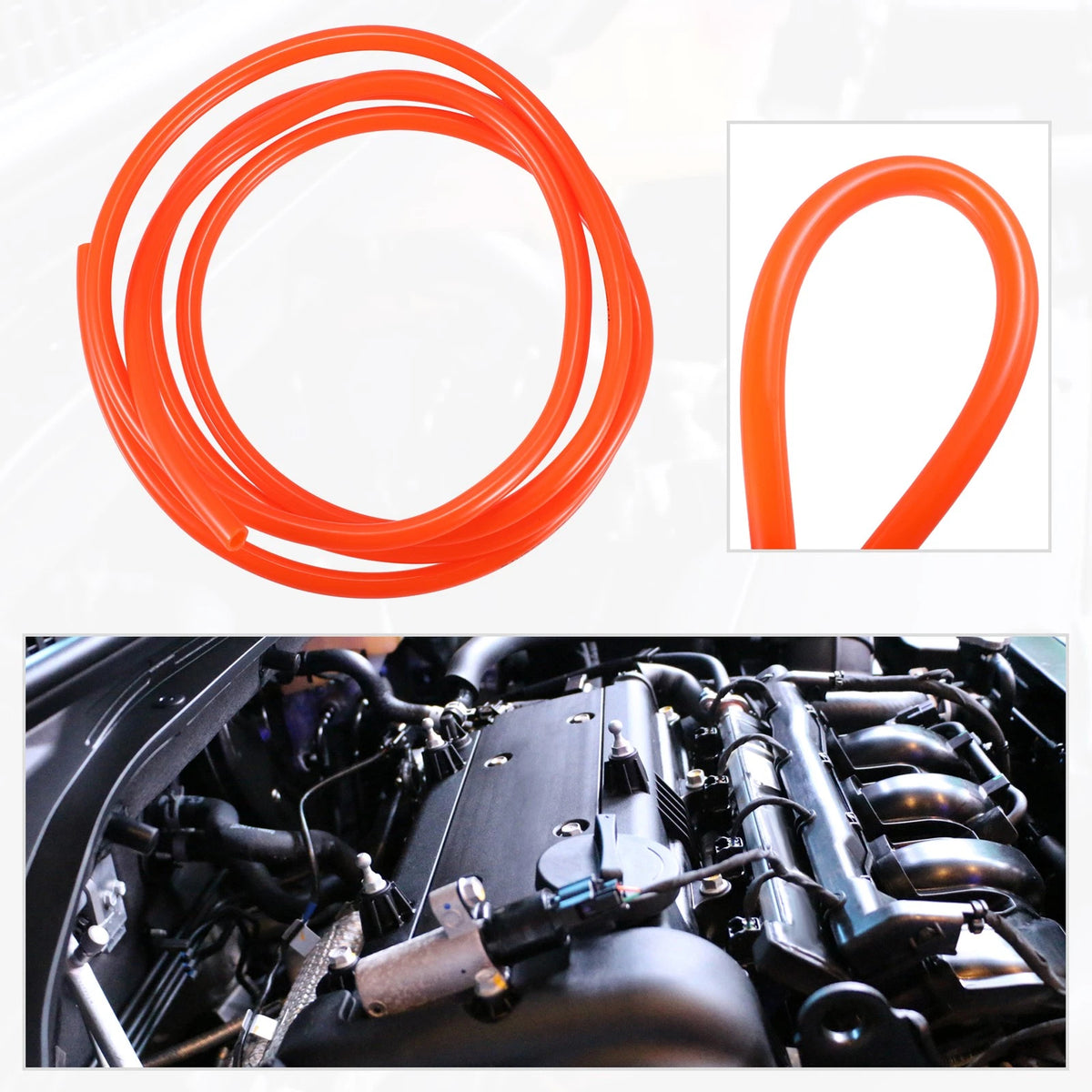 Vent Line Hose 0.31'' x 7ft Orange Red for Motorcycle Dirt Bike