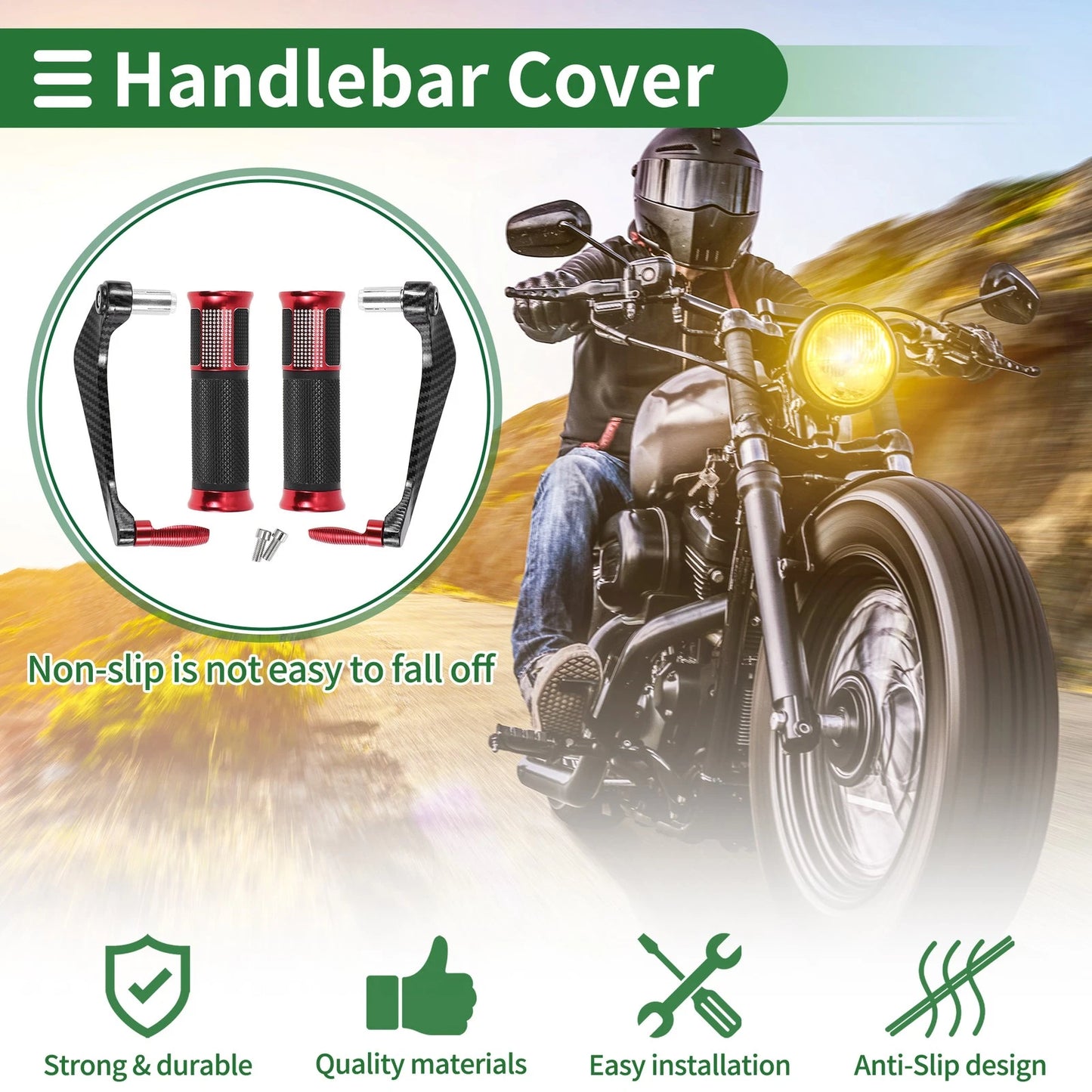 Motorcycle Hand Grips Cover Handlebar End Grips Side Diamond Pattern