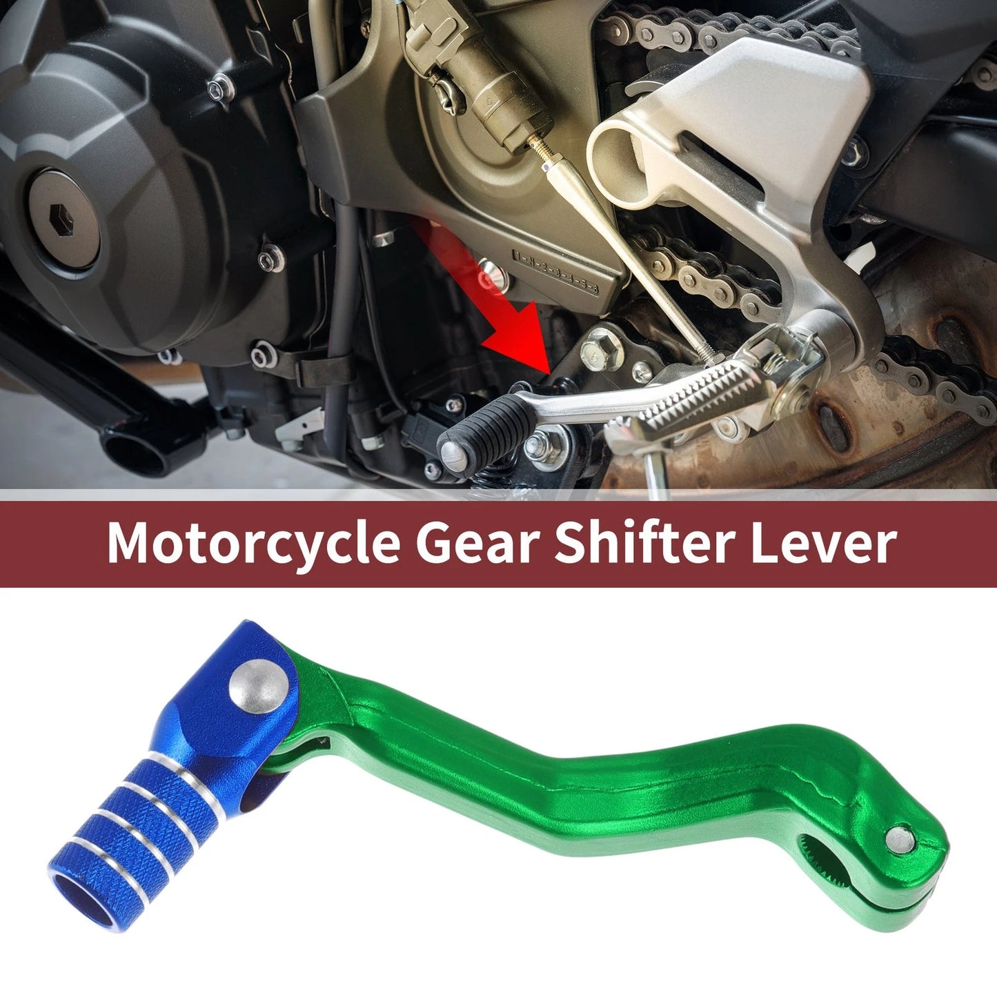 Folding Gear Shifter Lever Green Blue Silver Tone for Kayo T2