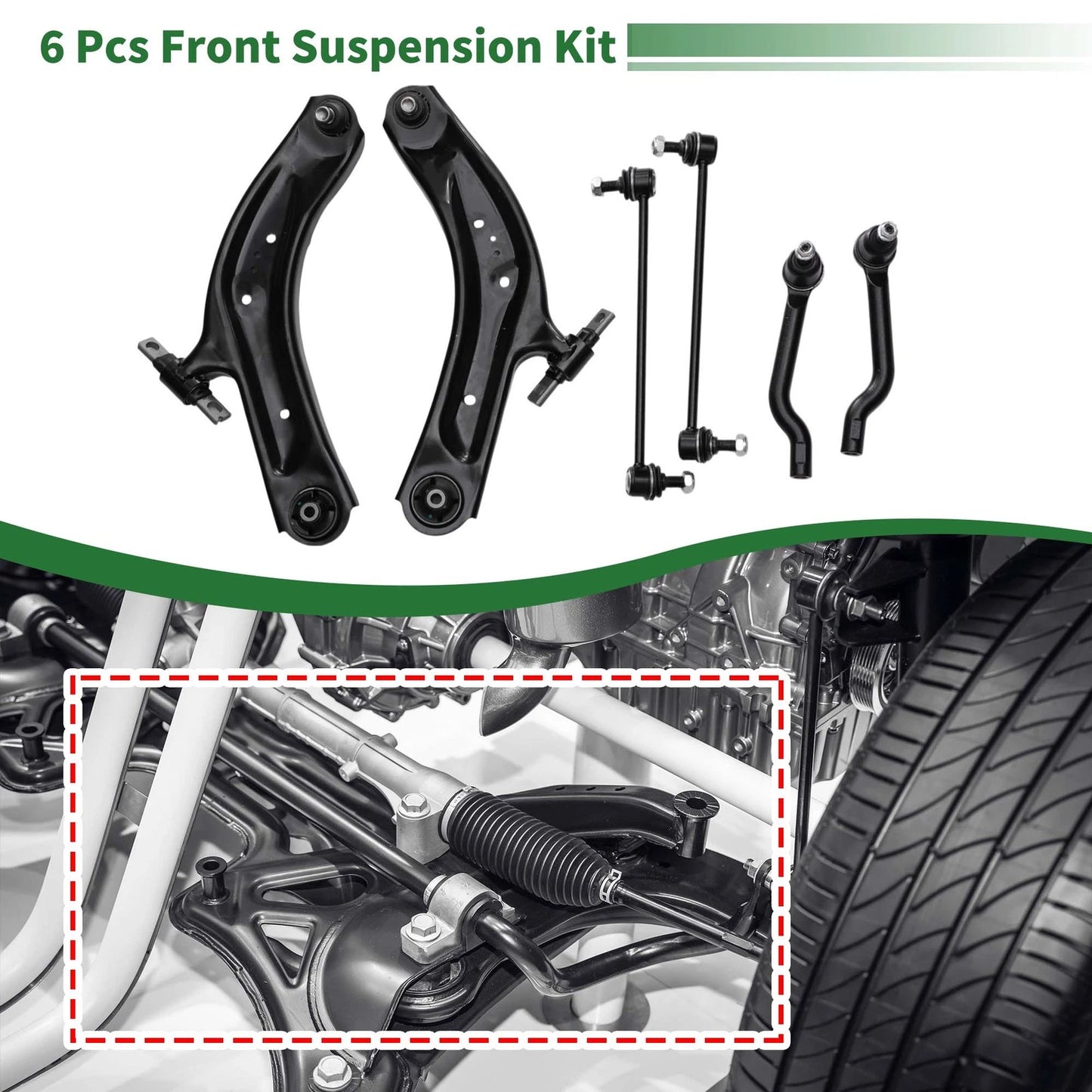 6 Pcs Front Lower Control Arms for Nissan Rogue (2014-2019)