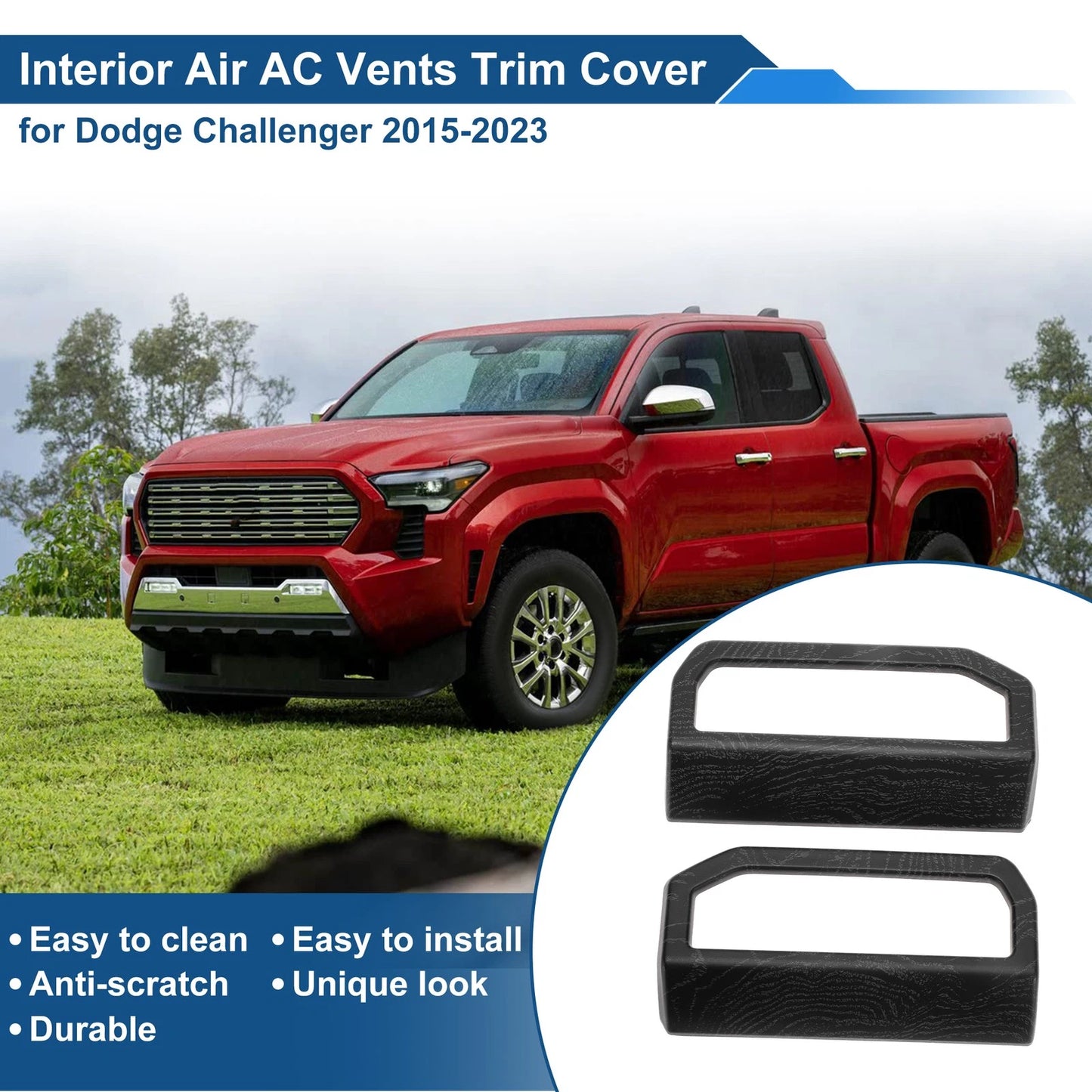 Air Condition Outlet Vent Trim Cover Frame for Toyota Tacoma Black Woodgrain