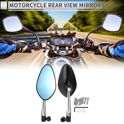 M8/M10 Rear View Mirror Handlebar Mirror Black Silver Tone Aluminum for Motorcycle