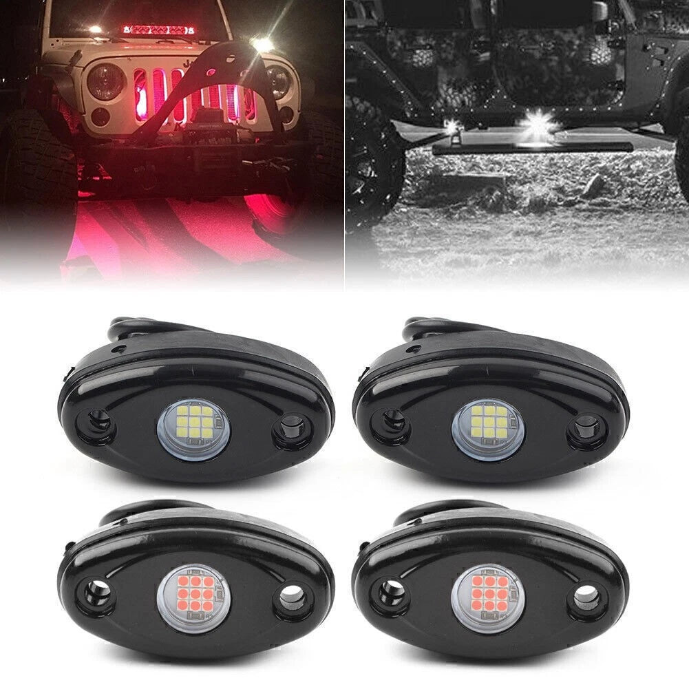 LED Rock Lights for Jeep Wrangler Truck Trail Rig - White & Red