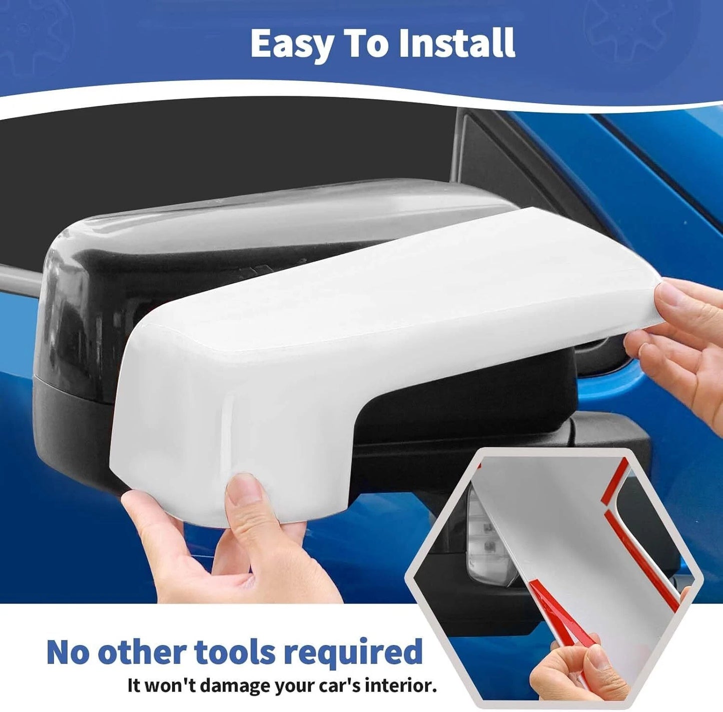 Side Mirror Cover Cap for GMC Sierra, Chevrolet Silverado 2019-2024 White