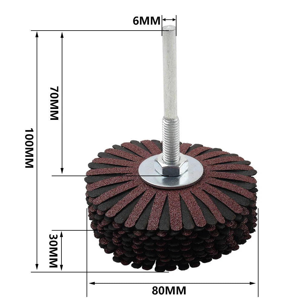 3" Cloth Flap Wheel Polishing Abrasive for Dremel Rotary Tool (80-180 Grit)