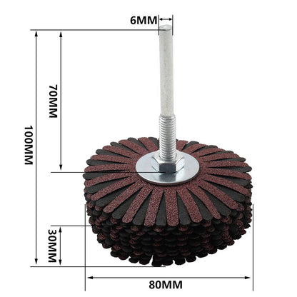 3" Cloth Flap Wheel Polishing Abrasive for Dremel Rotary Tool (80-180 Grit)