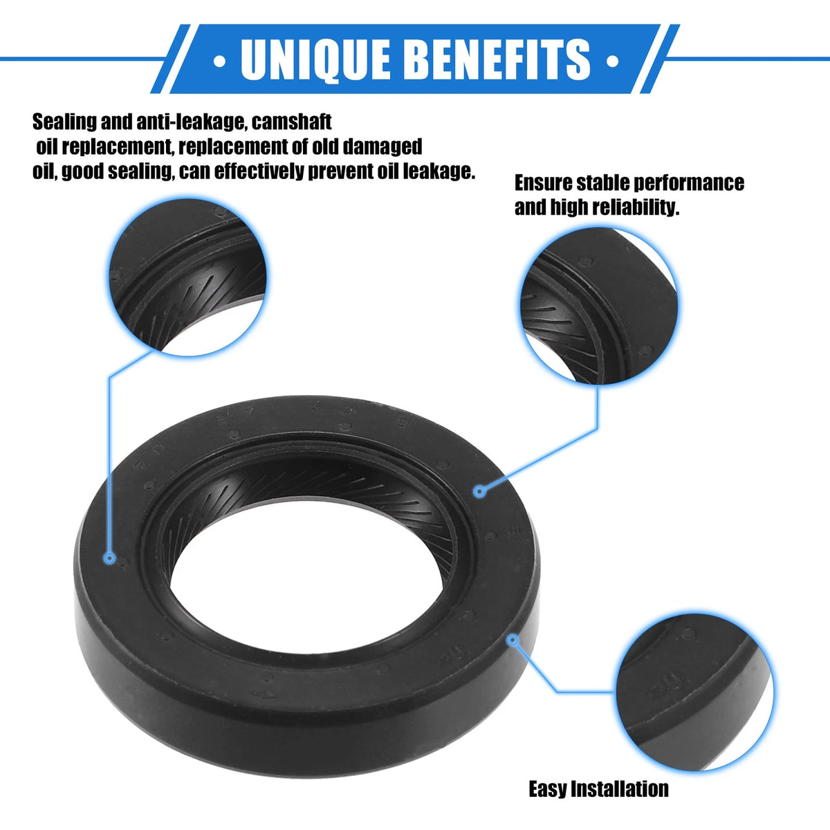 2 x Engine Camshaft Seals for Honda CR-V (1997-2001) Rubber Black