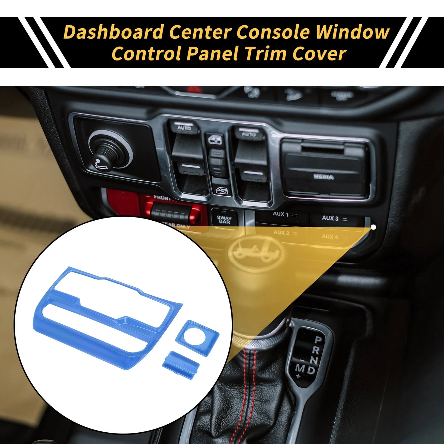 Dashboard Center Console Window Control Panel Cover for Jeep Wrangler (2011-2018)