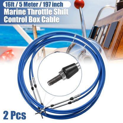 2 x 16ft 197-Inch Marine Type Shift Remote Control Box Cable for Yamaha Blue