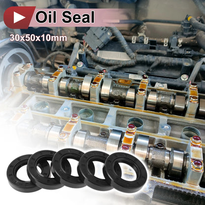 Rotary Shaft Seal 30x50x10mm 5 x Oil Seal Nitrile Rubber 70 Durometer Black