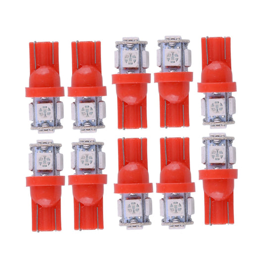 10pc T10 W5W 5SMD Red LED Dome Bulb for Car Interior Lighting