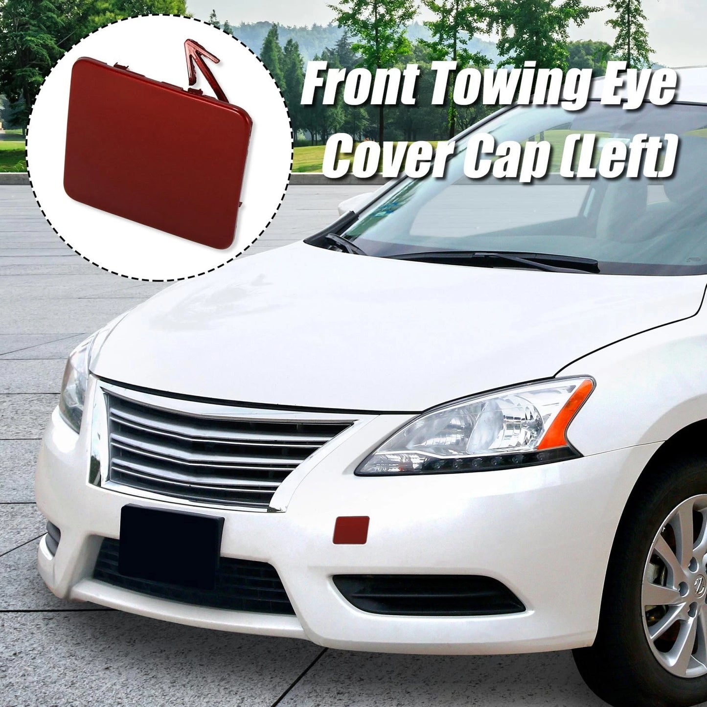 Red Front Bumper Tow Hook Eye Cover for Nissan Sentra (2013-2016)