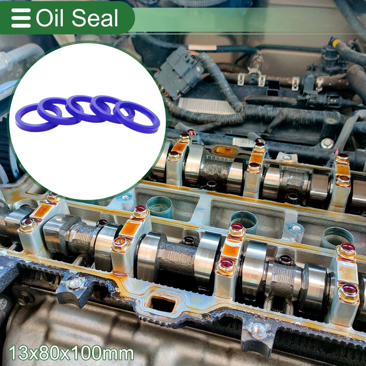 Oil Seal / 80x100x13mm / TPU Seal Ring Rotary Shaft High Pressure Blue 5 Pcs
