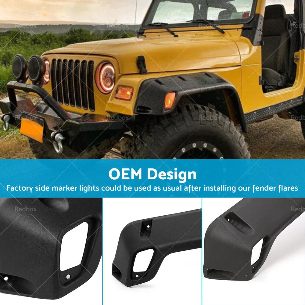 Pocket Style Matte Black Fender Flares for Jeep Wrangler TJ (1997-2006)