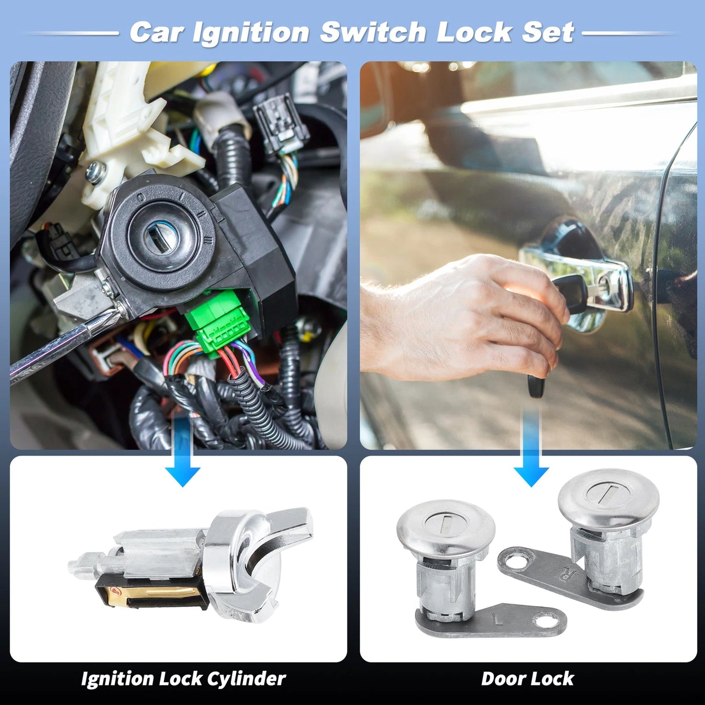Ignition Lock Cylinder & Door Lock w/ Key for Ford Bronco (1980-1991)
