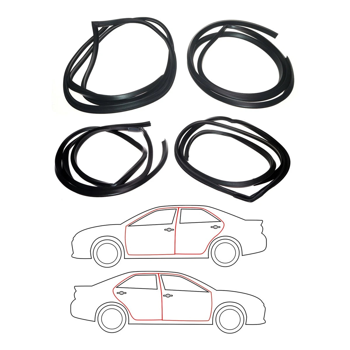 Front Rear Door Weatherstrip Set for Toyota Corona Sedan 1964-1970