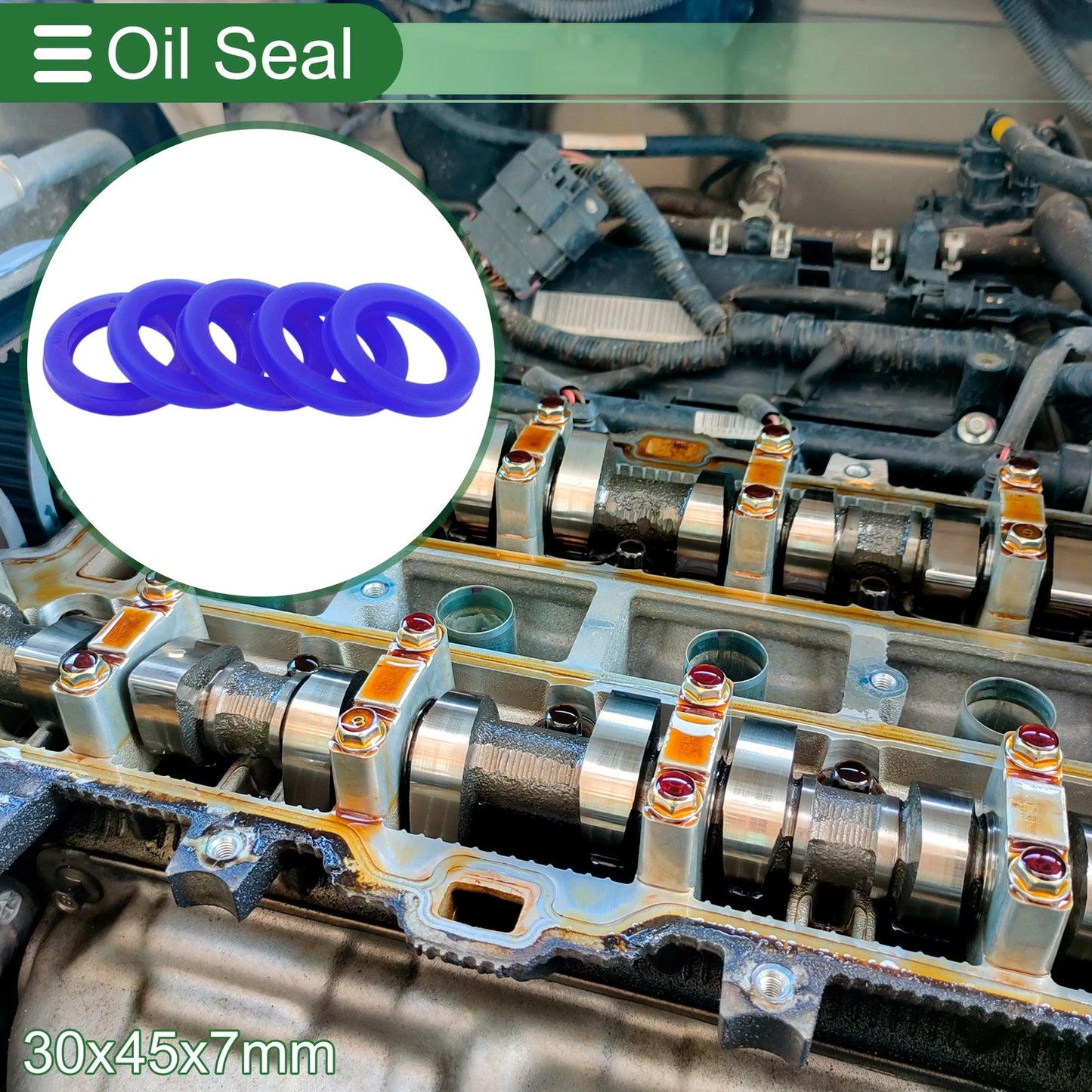 Oil Seal 30x45x7mm 5 Pcs Seal Ring Rotary Shaft TPU Blue High Pressure