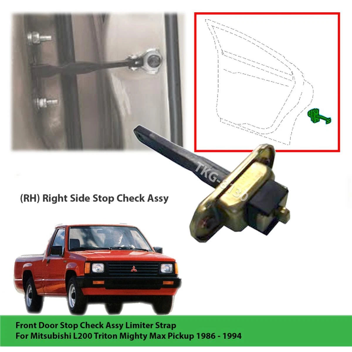 Right Front Door Stop Limiter Strap for Mitsubishi L200 (1986-1994)