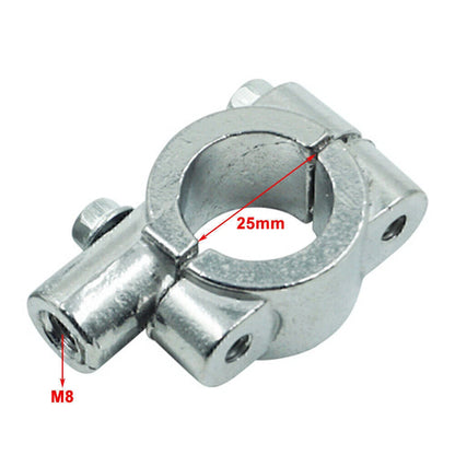 25MM M8 Motorcycle Silver Handlebar Mirror Mount Clamp Adaptor