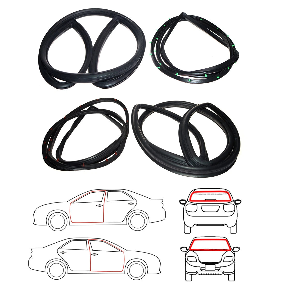 Windshield Door Weatherstrip Set for Toyota Corolla KE10/11/15/KE17 1966-1970