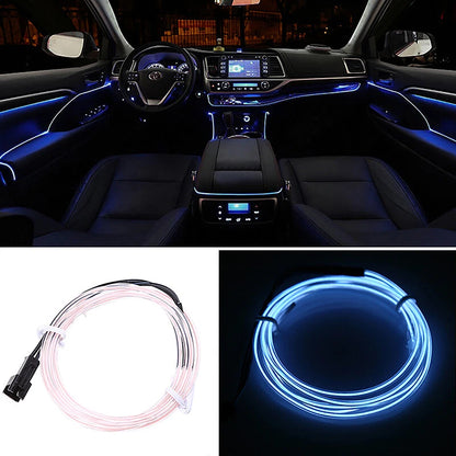 5M LED EL Wire White Cold Light Neon Strip for Car Interior Decor