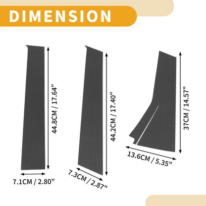 6 Pcs Door Pillar Window Trim for Honda Fit (2013-2019) Carbon Fiber Black