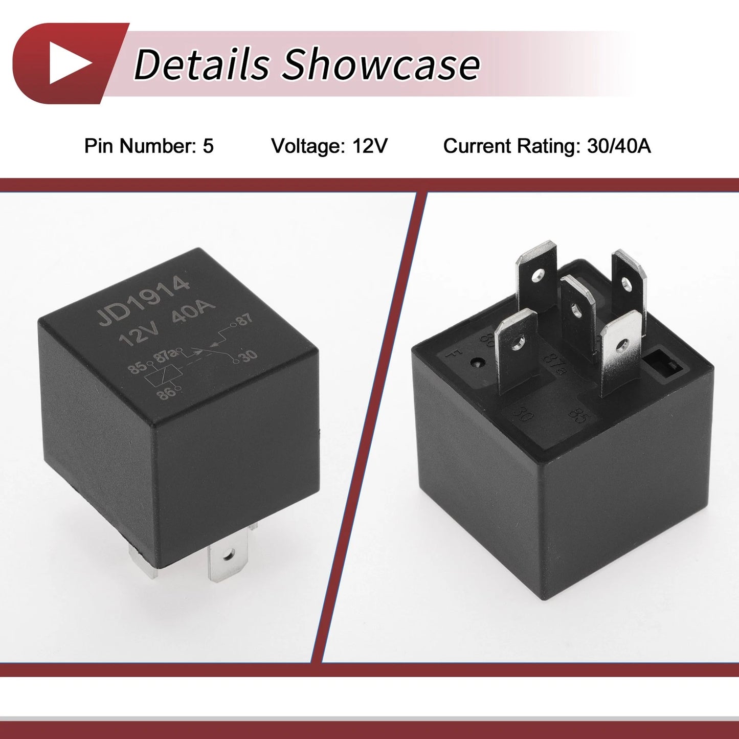 5 Pins Power Window Relay for Volvo 264 (1976-1982) 12V 30/40A Black