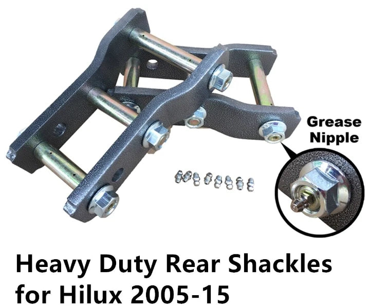 2 x Rear Extended Greasable Shackles 2" Lift Kit for Toyota Hilux Vigo (2005-2014)