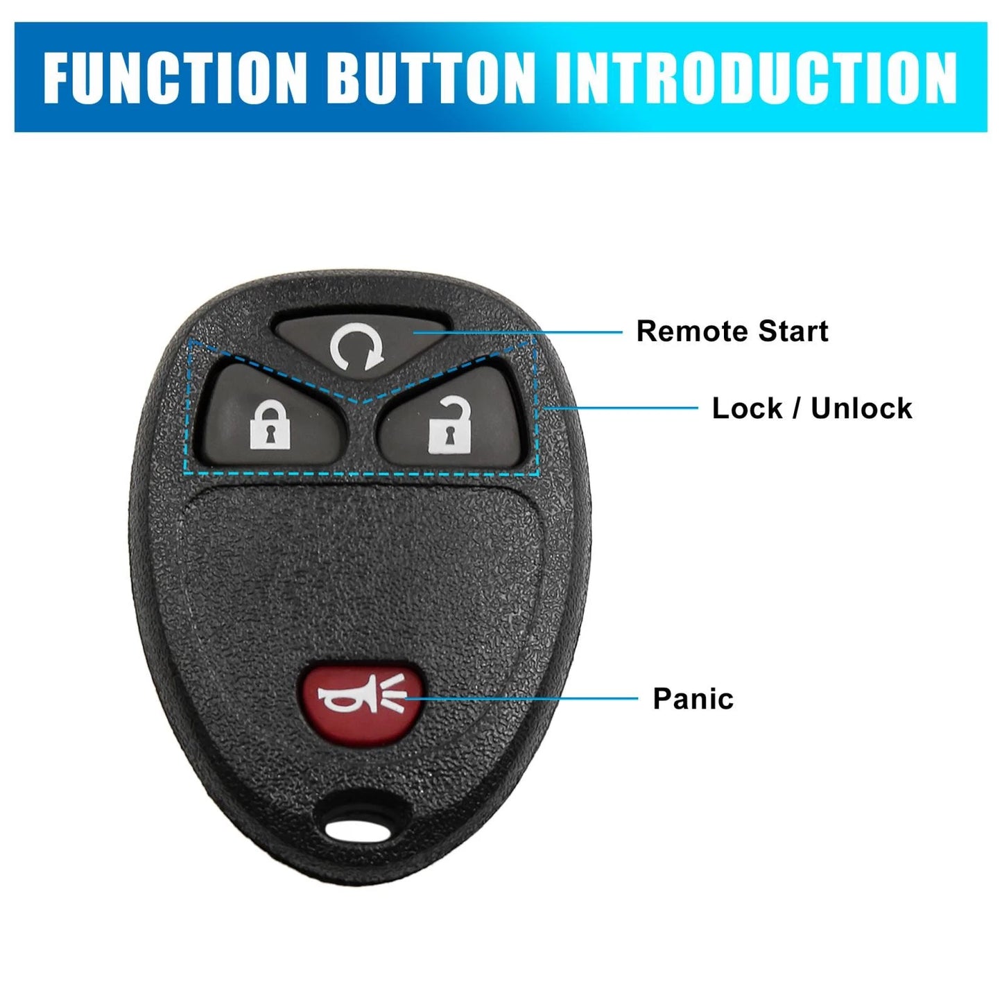 Car Key Fob Shell Case 4-Button for Chevrolet HHR (2006-2011)