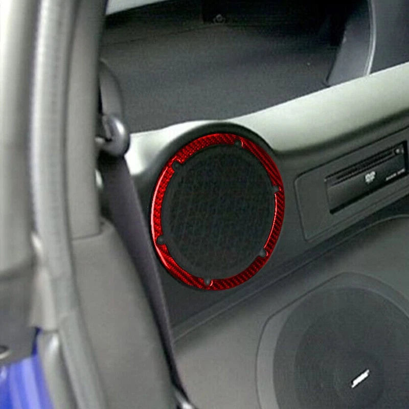 Red Carbon Fiber Rear Audio Speaker Ring Covers for Nissan 350Z (2003-2009)