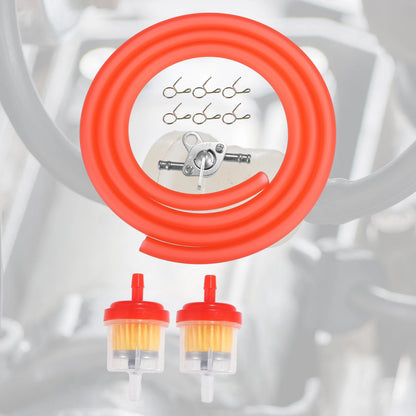 Set Motorcycle Fuel Line Clamps with 2 Fuel Filters for CRF50 70 90 ATV Red